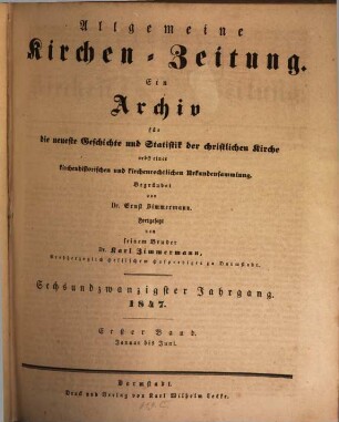 Allgemeine Kirchenzeitung. 26. 1847