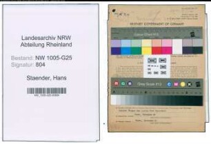 Entnazifizierung Hans Staender , geb. 06.07.1897 (Ingenieur)