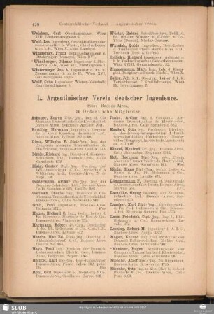 L. Argentinischer Verein deutscher Ingenieure.