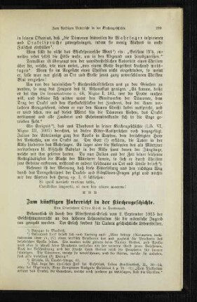 Zum künftigen Unterricht in der Kirchengeschichte