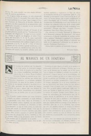 Al margen de un discurso