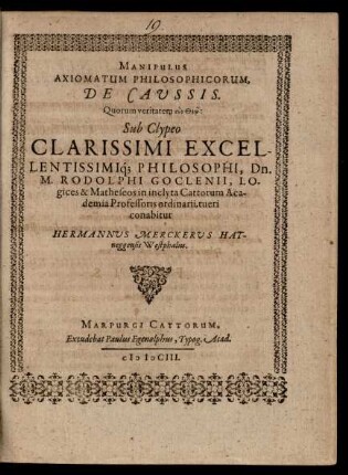 Manipulus Axiomatum Philosophicorum, De Caussis