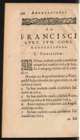 Ad Francisci Curt. Iun. Cons. Annotationes.
