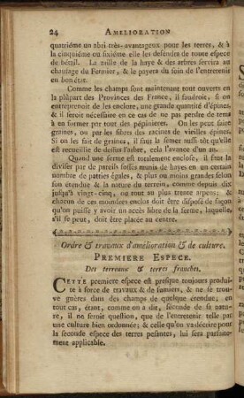 Ordre & travaux d´amélioration & de culture.
