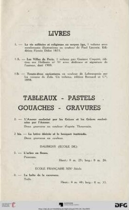 Tableaux-Pastels Gouaches - Gravures (Nr. 2-12)