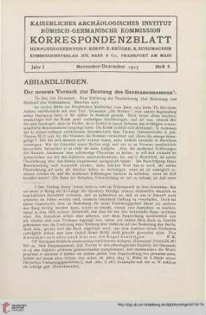 Heft 6 (November/Dezember 1917)