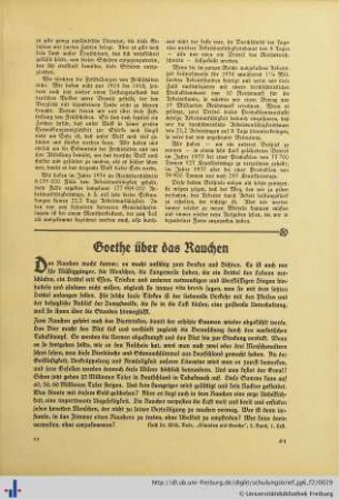 Goethe über das Rauchen.