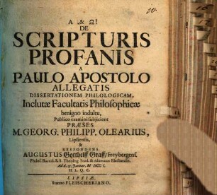 De scripturis profanis a Paulo Apostolo allegatis diss. philol.