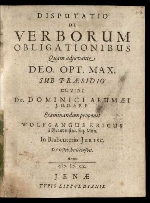 Disputatio De Verborum Obligationibus