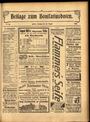 Zweite Ausgabe vom Sonntag, den 20. August 1905.
