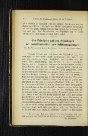 ¬Ein¬ Schulgesetz auf den Grundlagen der Gewissensfreiheit und Selbstverwaltung : ein Vorschlag