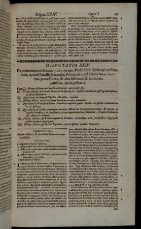 Disputatio XXIV. De præeminentiis Abbatum, aliorumque Prælatorum Episcopis inferiorum, quoad Concilia Generalis [...]