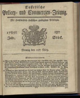 13tes Stueck, Montag den 28ten Maerz. 1785