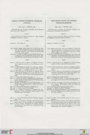 Einige chronologische Anhaltspunkte / Quelques points de repére chronologiques