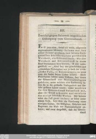 III. Zweifel gegen Salomo's angeblichen Uebergang zum Götzendienst.