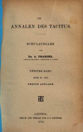 Die Annalen des Tacitus, 2. Buch XI - XVI