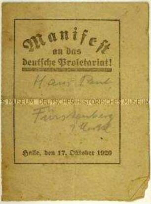 Flugschrift zur Spaltung der USPD 1920