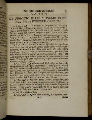 Locus VI. De Negotio Dei Cum Primo Homine, sive de Foedere Operum. - Locus IX. De SS. Trinitate.