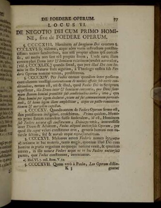 Locus VI. De Negotio Dei Cum Primo Homine, sive de Foedere Operum. - Locus IX. De SS. Trinitate.