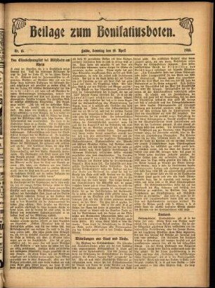 Zweite Ausgabe vom Sonntag, den 10. April 1910.