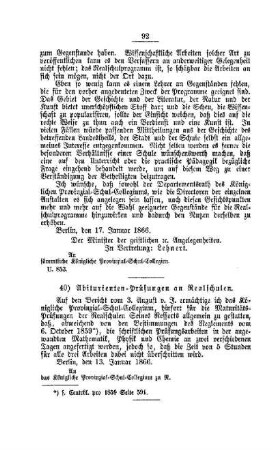 Abiturienten-Prüfungen an Realschulen : [II. Gymnasien und Realschulen]