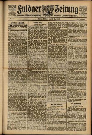 Erste Ausgabe vom Mittwoch, den 23. Mai 1906.