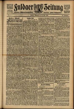 Erste Ausgabe vom Mittwoch, den 23. Mai 1906.