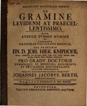 Diss. ... de gramine Levidensi praecellentissimo