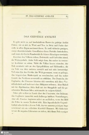 IV. Das Geistige Antlitz