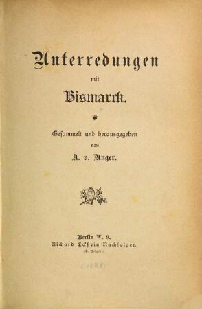 Unterredungen mit Bismarck. [1]