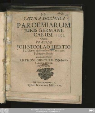 Satura Secunda Paroemiarum Iuris Germanicarum