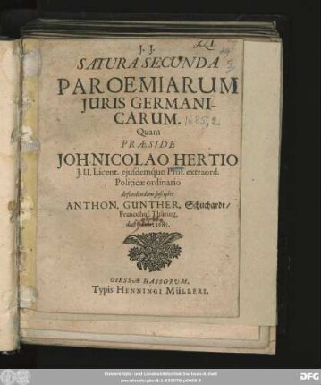 Satura Secunda Paroemiarum Iuris Germanicarum
