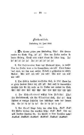 X. Finkenlied. Finkenkrug, 22. Juni 1851