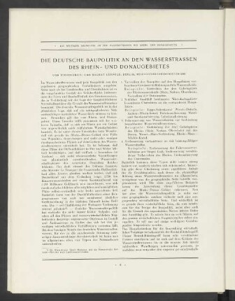 Die Deutsche Baupolitik An Den Wasserstrassen Des Rhein- Und Donaugebietes