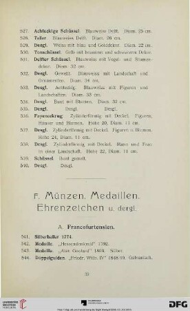 Münzen, Medaillen, Ehrenzeichen (Nr. 541-601)