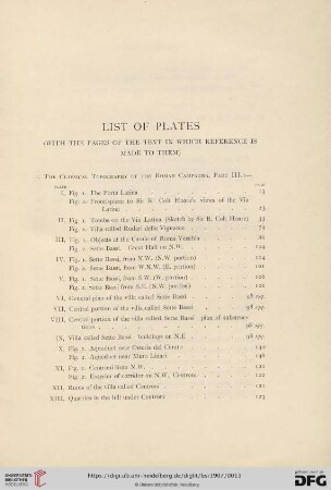 List of plates (With the pages pf the text in which reference is made to them)