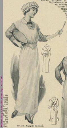 Modezeichnung, Bekleidung einer Köchin, 1914