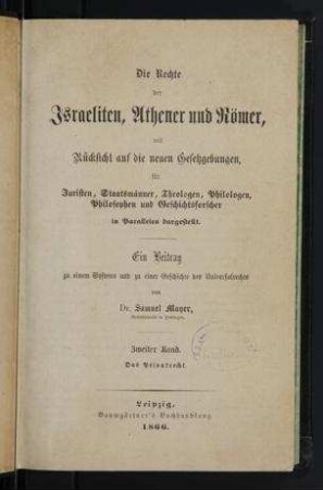 Das Privatrecht : [= Bd 2] / Samuel Mayer