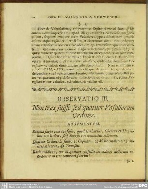 Observatio III. Non tres fuisse sed quatuor Vasallorum Ordines
