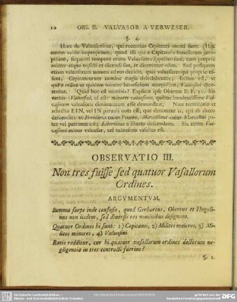Observatio III. Non tres fuisse sed quatuor Vasallorum Ordines