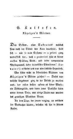G. Kalkofen. Kügelgen's Mörder
