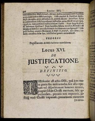 Locus XVI. De Justificatione.