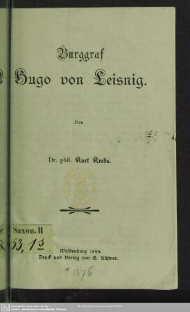 Burggraf Hugo von Leisnig