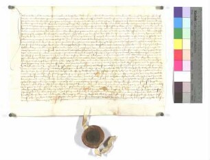 Hans Schmück, Müller auf der Mittelmühle bei Pfahlheim (Pfalhein), verkauft an die Heiligenpflege zu Röhlingen (Rohlingen) 1 1/2 Tagewerk Wiesen bei Pfahlheim (Pfalhein) um 21 Gulden.