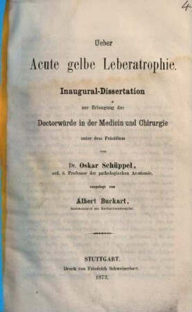Ueber Acute gelbe Leberatrophie : Inaugural-Dissertation