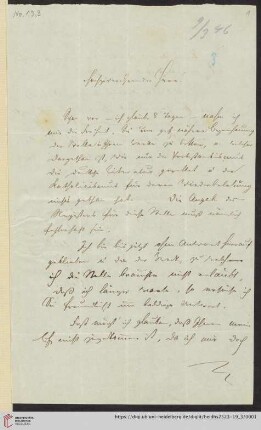 Briefe von Friedrich Daniel Bassermann an Georg Gottfried Gervinus: Brief von Friedrich Daniel Bassermann an Georg Gottfried Gervinus