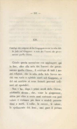 XVI. Catalogo dei religiosi della Compagnia uccisi in odio della fede ...