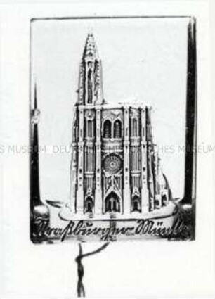 WHW-Abzeichen, Deutsche Baudenkmäler: Straßburger Münster, 1. Reichsstraßensammlung vom September 1942, durchgeführt vom NSRL