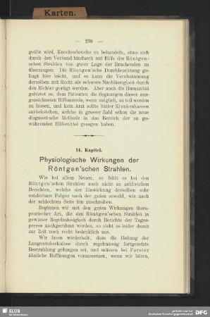 14. Kapitel. Physiologische Wirkungen der Röntgen´schen Strahlen