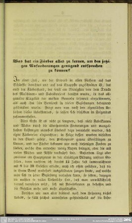 Was hat ein Färber alles zu lernen, um den jetzigen Anforderungen genügend entsprechen zu können?